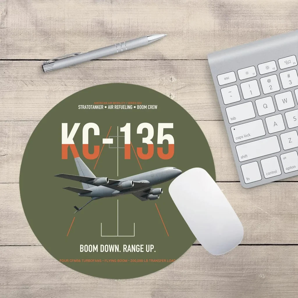 KC-135 STRATOTANKER design on green army round mouse pad