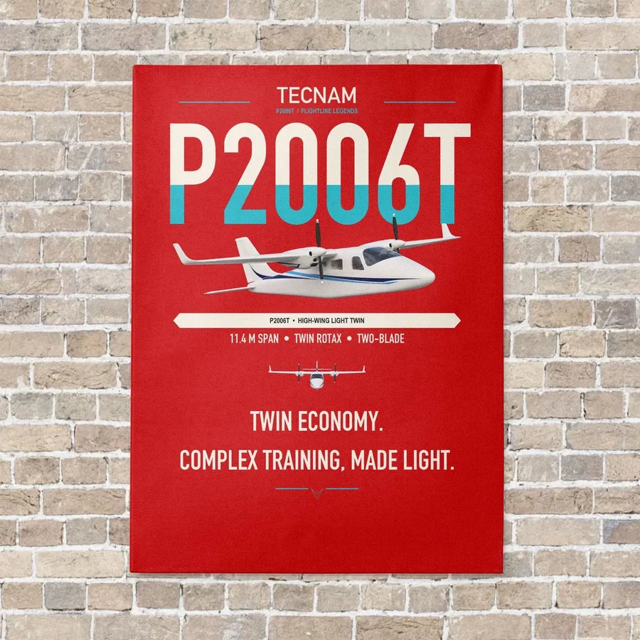 Tecnam P2006T vertical canvas print - no frame - red background
