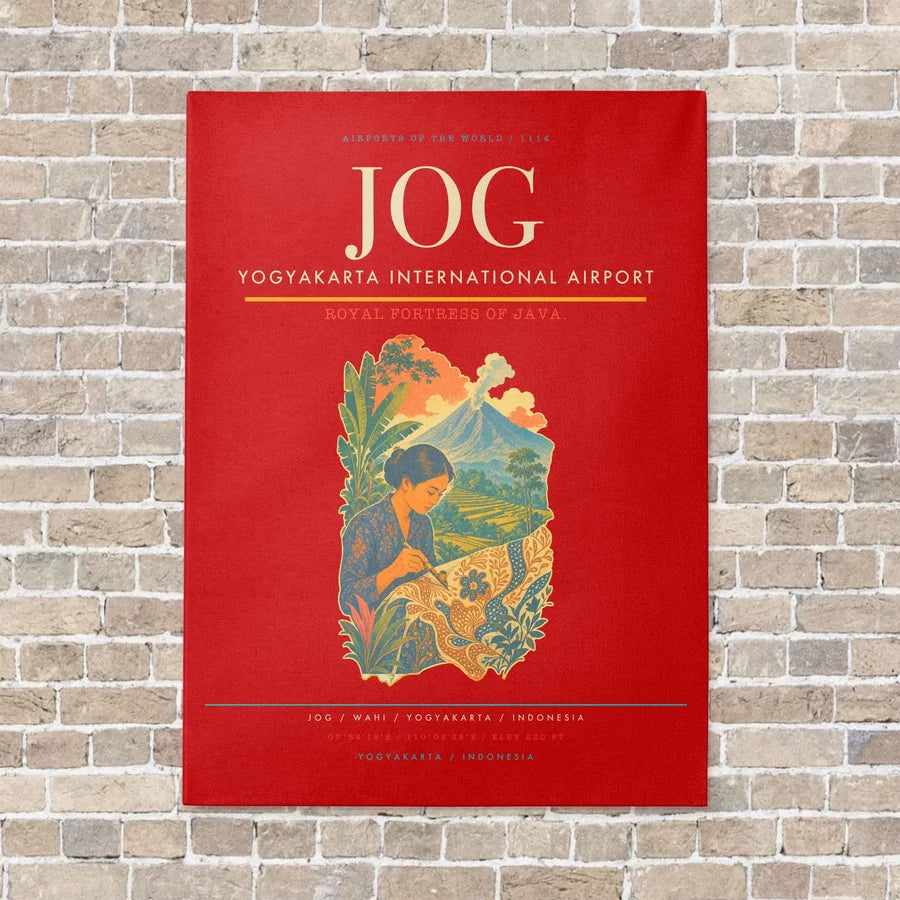Yogyakarta International Airport JOG vertical canvas print - no frame - red background