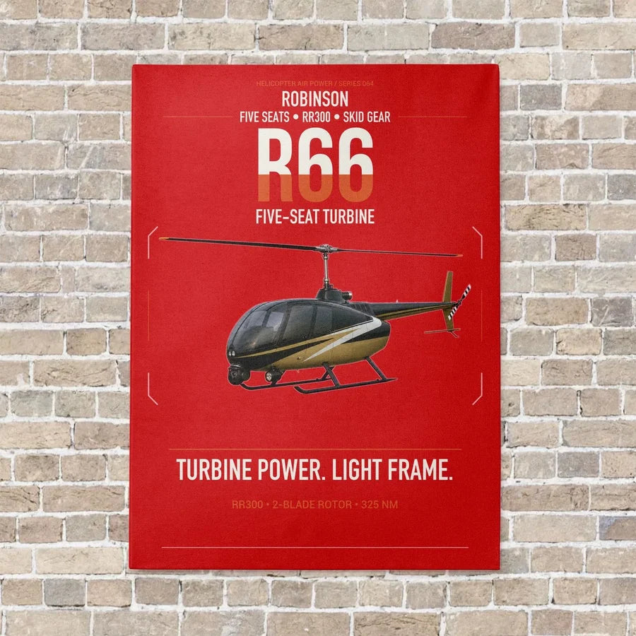 Robinson R66 vertical canvas print - no frame - red background