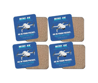 Thumbnail for DJI Mini 4K design on blue 4 pieces set coaster