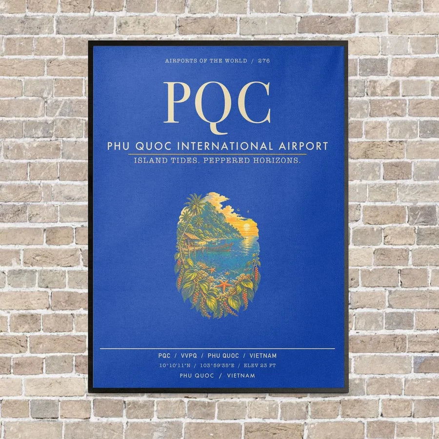 Phu Quoc International Airport PQC - Canvas Framed - Blue