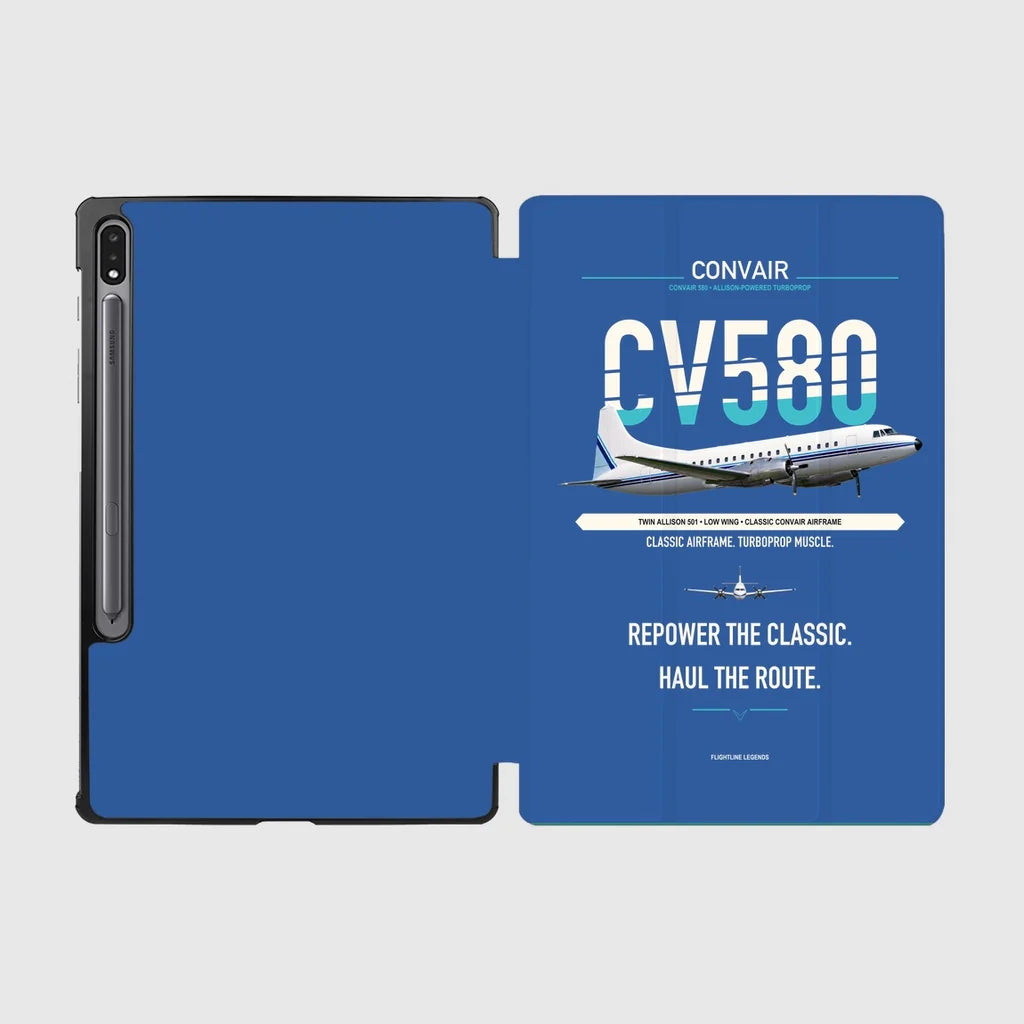 Convair 580 design on blue samsung tablet tablet case