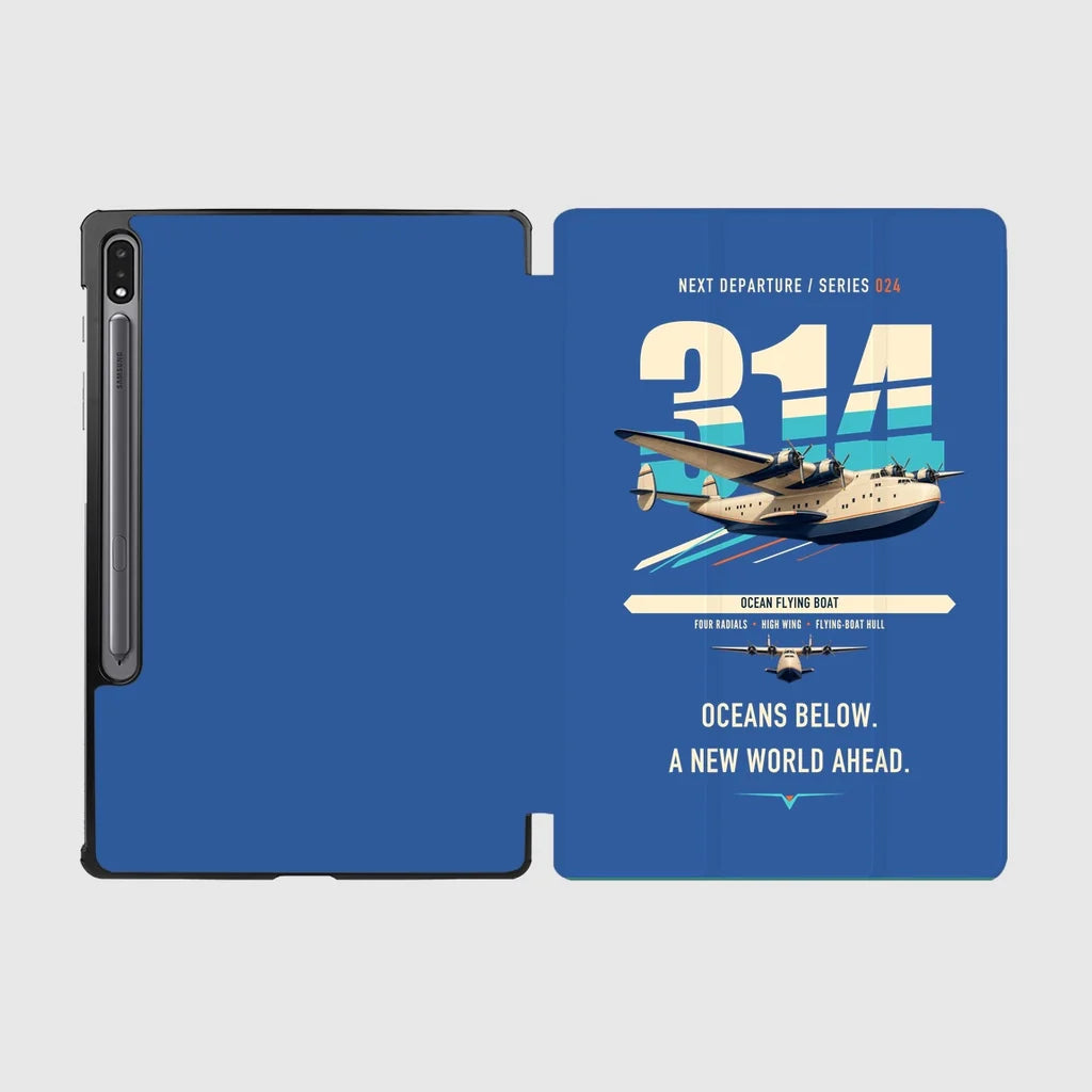 Boeing 314 Clipper design on blue samsung tablet tablet case