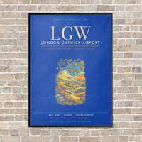 Thumbnail for London Gatwick Airport LGW - Canvas Framed - Blue