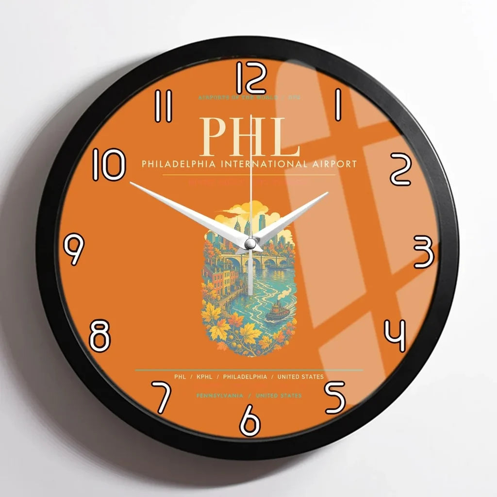 Philadelphia International Airport PHL Wall-Clock Framed - Orange