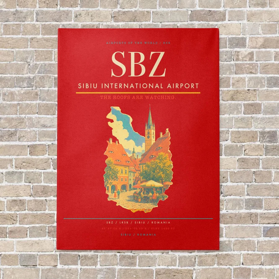 Sibiu International Airport SBZ vertical canvas print - no frame - red background
