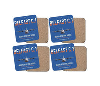 Thumbnail for Short Belfast C.1 design on blue 4 pieces set coaster