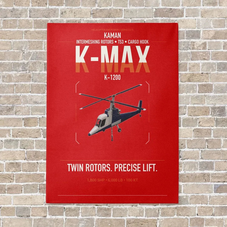 Kaman K-1200 K-MAX vertical canvas print - no frame - red background