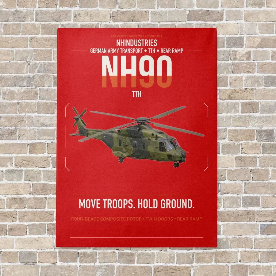 NHIndustries NH90 TTH vertical canvas print - no frame - red background