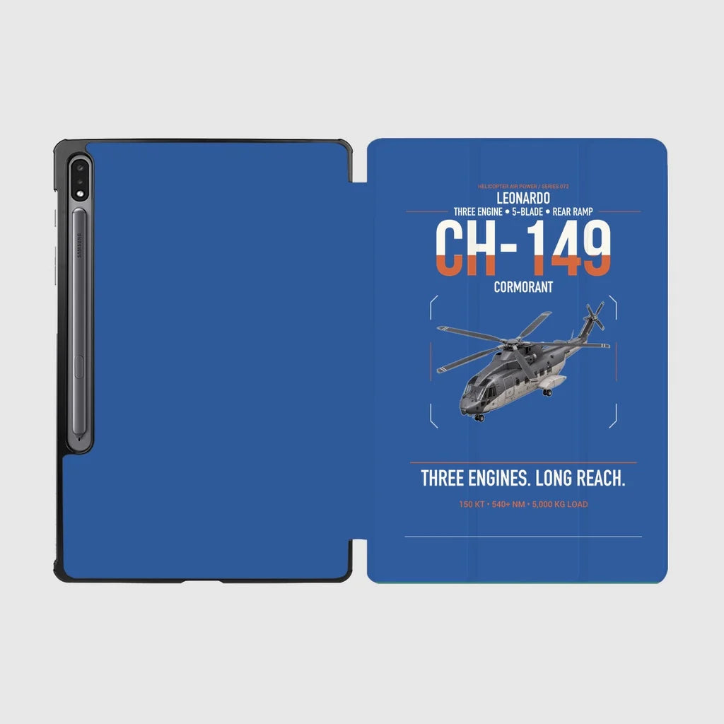 Leonardo CH-149 Cormorant design on blue samsung tablet tablet case