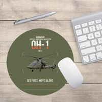 Thumbnail for Kawasaki OH-1 design on green army round mouse pad