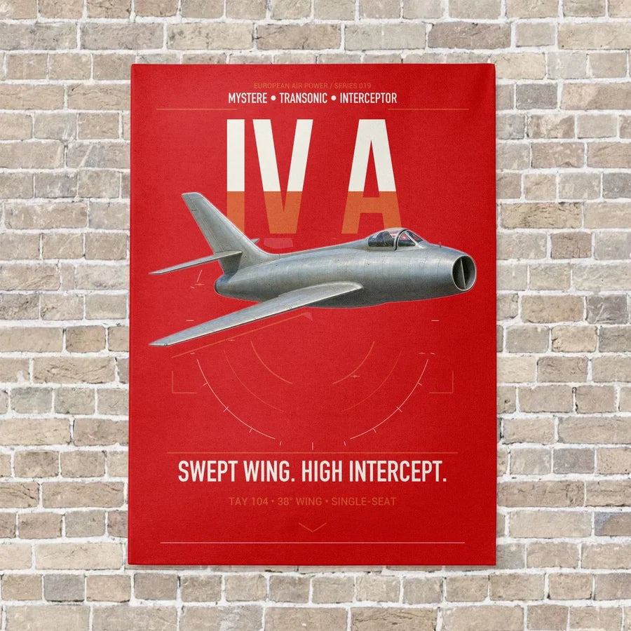 Dassault Mystère IV A vertical canvas print - no frame - red background