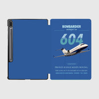 Thumbnail for Bombardier Challenger 604 design on blue samsung tablet tablet case