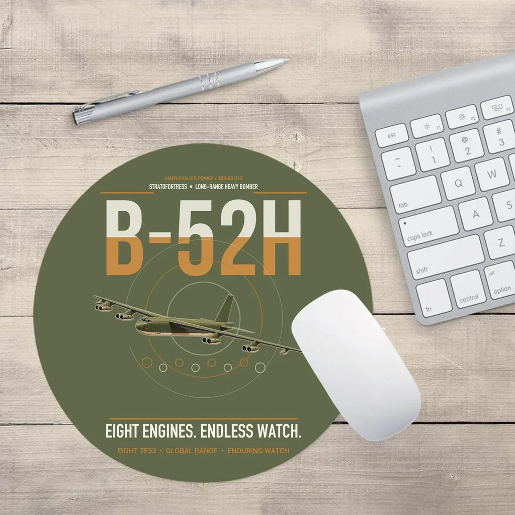 B-52H Stratofortress design on green army round mouse pad