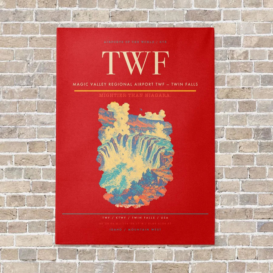 Magic Valley Regional Airport TWF — Twin Falls vertical canvas print - no frame - red background
