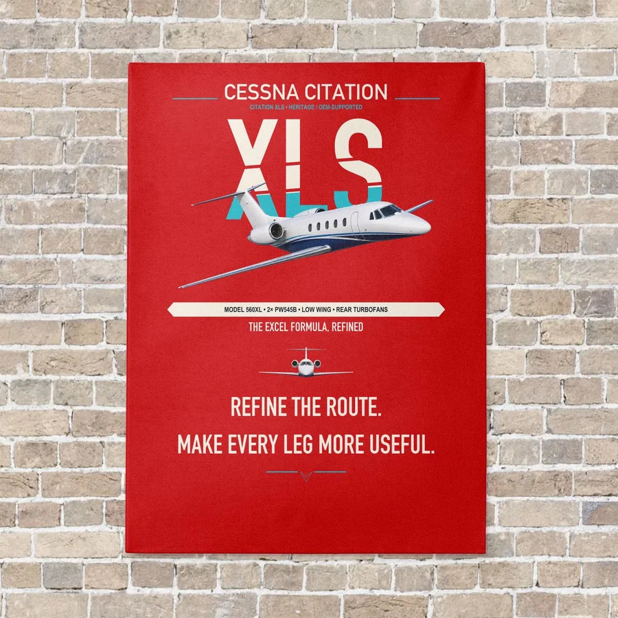 Cessna Citation XLS vertical canvas print - no frame - red background