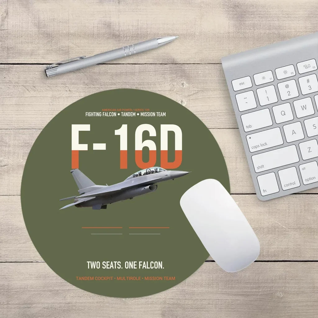 F-16D Fighting Falcon Two Seats One Falcon design on green army round mouse pad