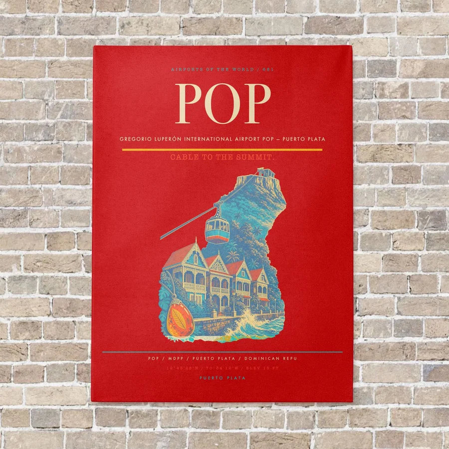 Gregorio Luperón International Airport POP — Puerto Plata vertical canvas print - no frame - red background