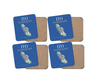 Thumbnail for Hilo International Airport (ITO) design on blue 4 pieces set coaster