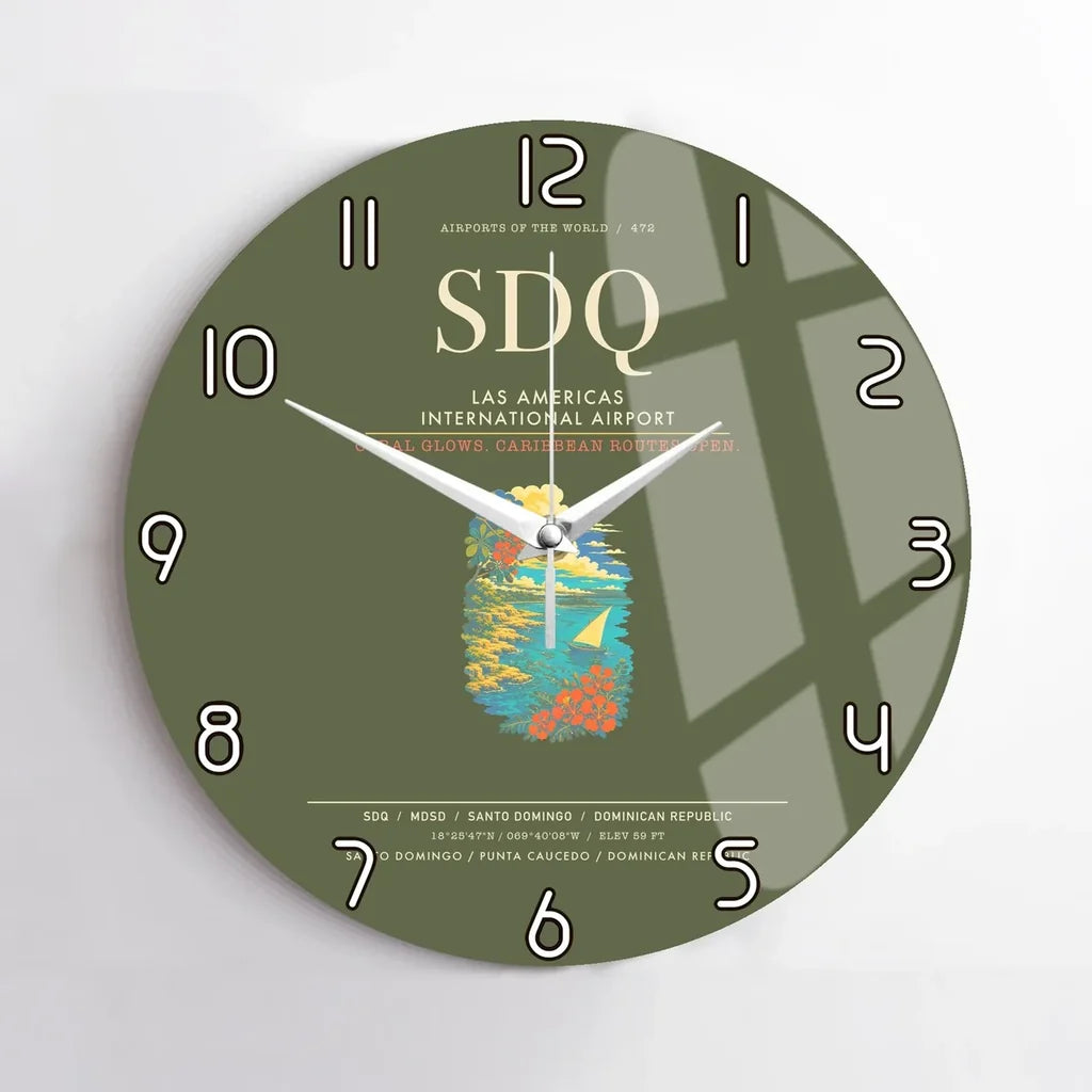 Las Americas International Airport SDQ Wall-Clock No-Frame - Green Army