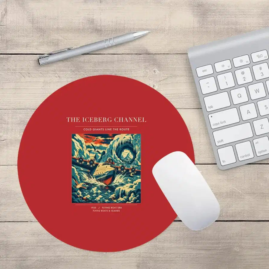 VINTAGE G4276 - The Iceberg Channel - Designed Mouse Pads design on red round
