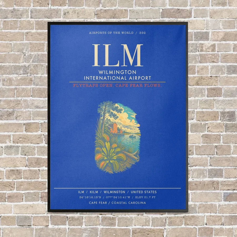 Wilmington International Airport ILM - Canvas Framed - Blue