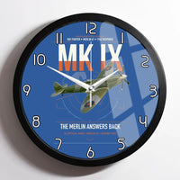 Thumbnail for Supermarine Spitfire Mk IX design on blue framed wall clock
