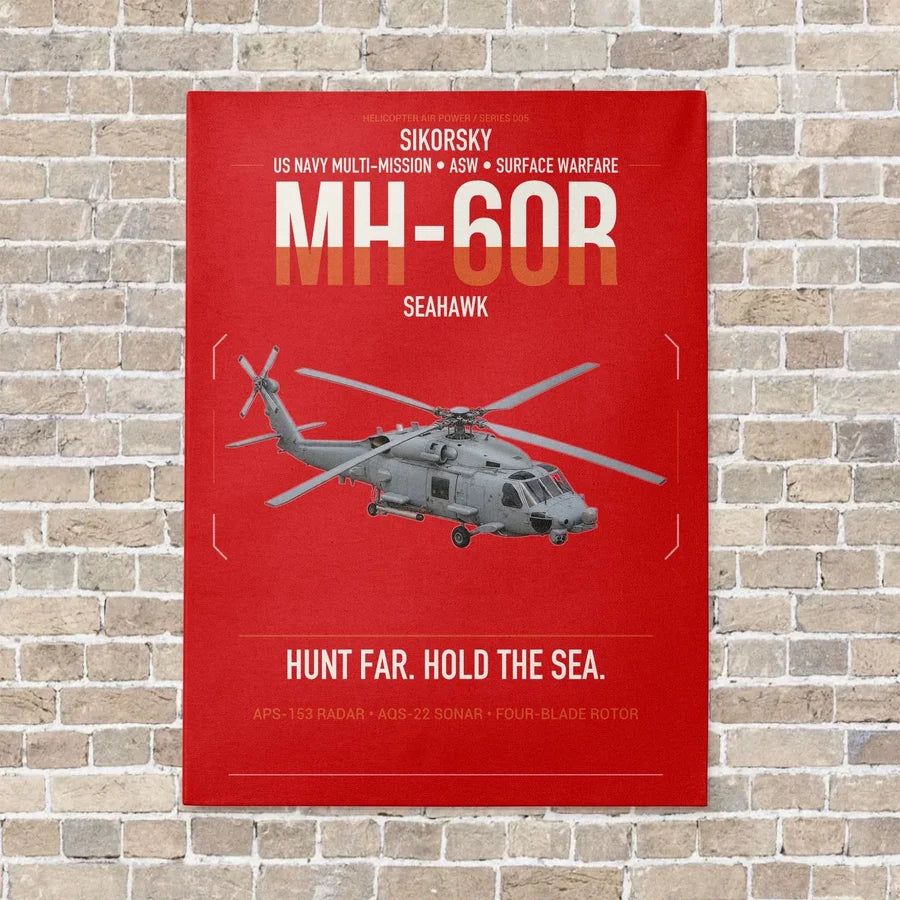 Sikorsky MH-60R Seahawk vertical canvas print - no frame - red background