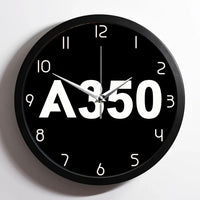 Thumbnail for Airbus A350 Flat Text aviation design on premium wood and metal wall clock.