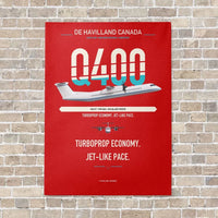 Thumbnail for De Havilland Dash 8-400 vertical canvas print - no frame - red background