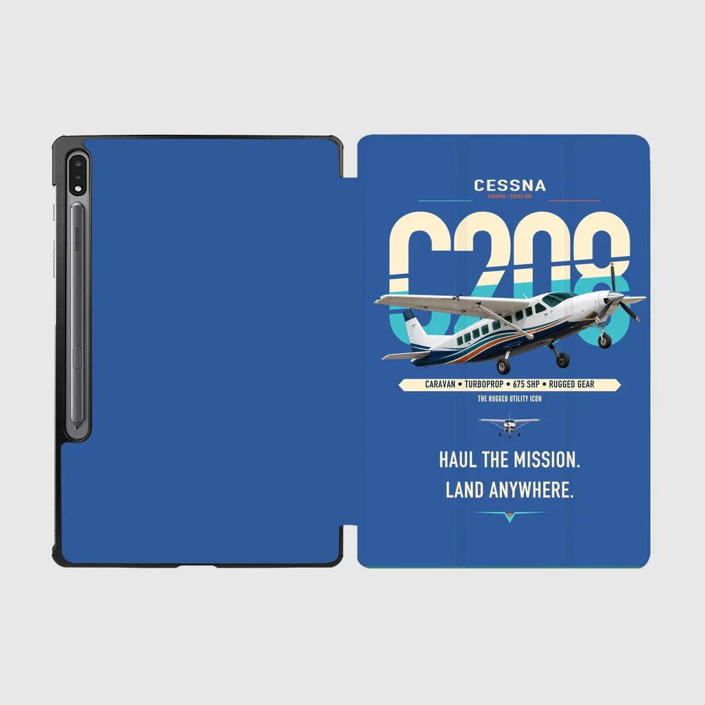 Cessna 208 Caravan design on blue samsung tablet tablet case