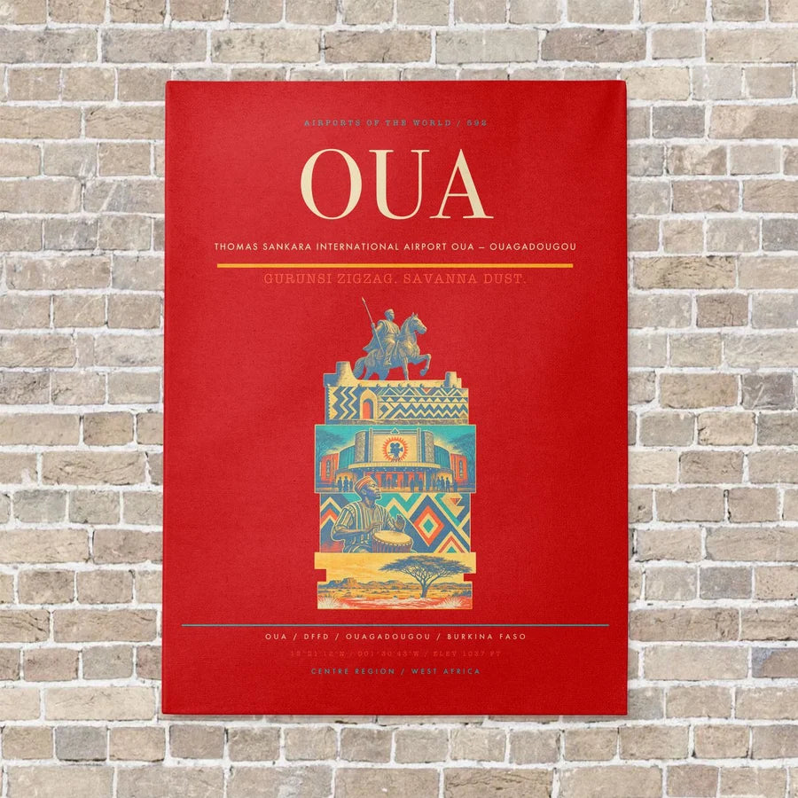Thomas Sankara International Airport OUA — Ouagadougou vertical canvas print - no frame - red background