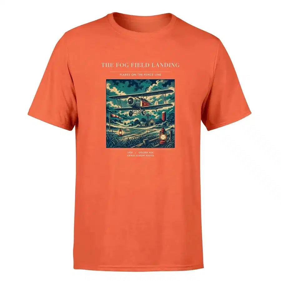 VINTAGE G4150 - The Fog Field Landing - Premium T-Shirt design on orange premium t shirt