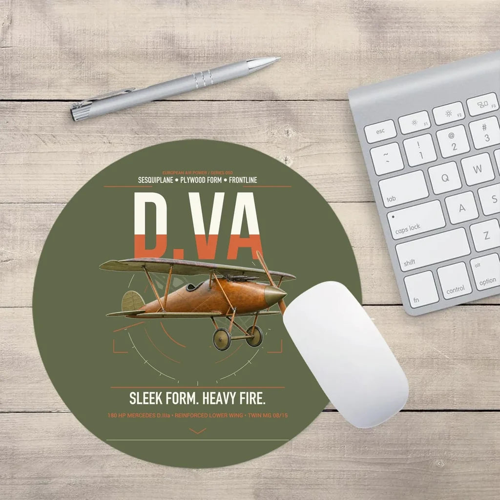 Albatros D.Va design on green army round mouse pad