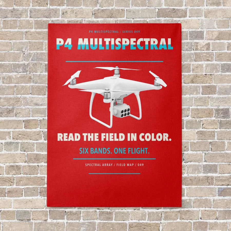 DJI P4 Multispectral vertical canvas print - no frame - red background