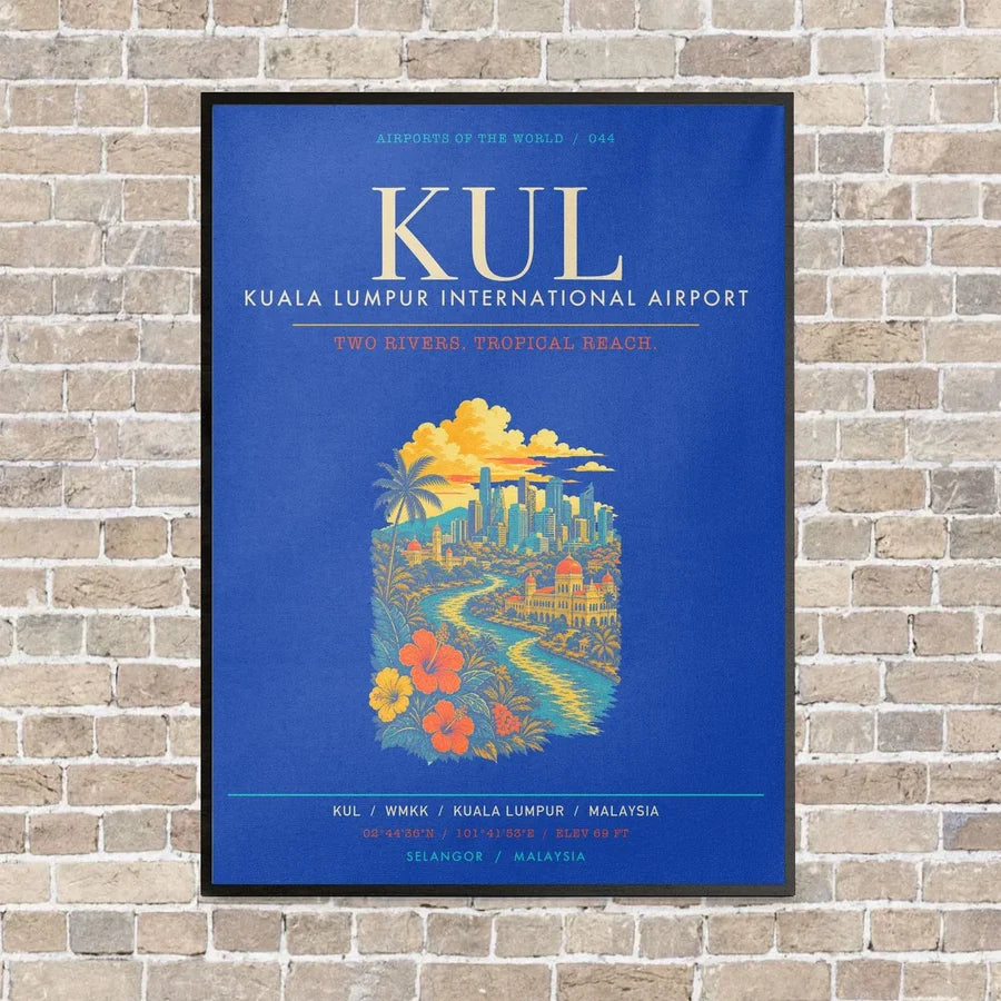 Kuala Lumpur International Airport KUL - Canvas Framed - Blue