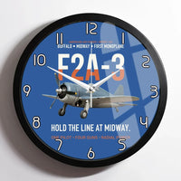 Thumbnail for F2A-3 Buffalo Hold the Line at Midway design on blue framed wall clock