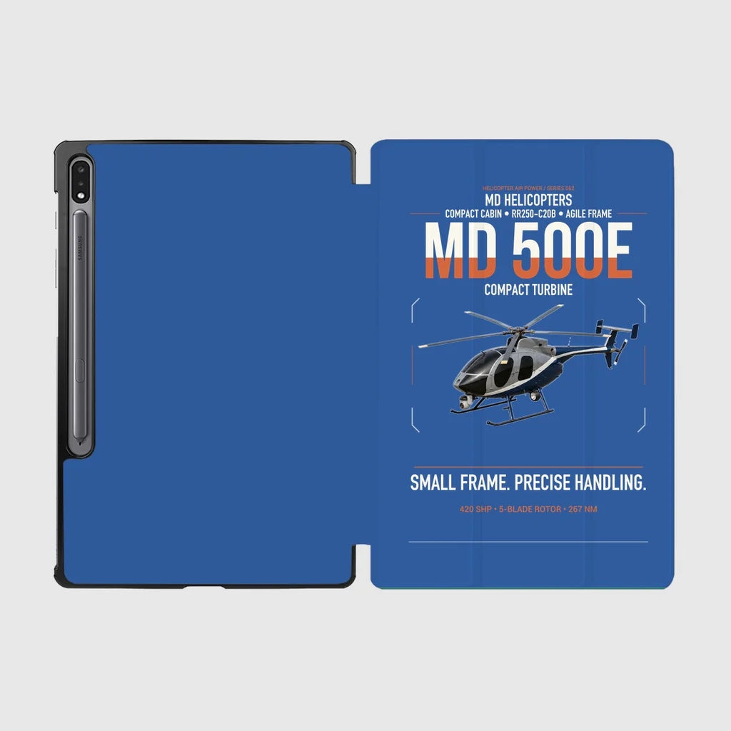 MD Helicopters MD 500E design on blue samsung tablet tablet case