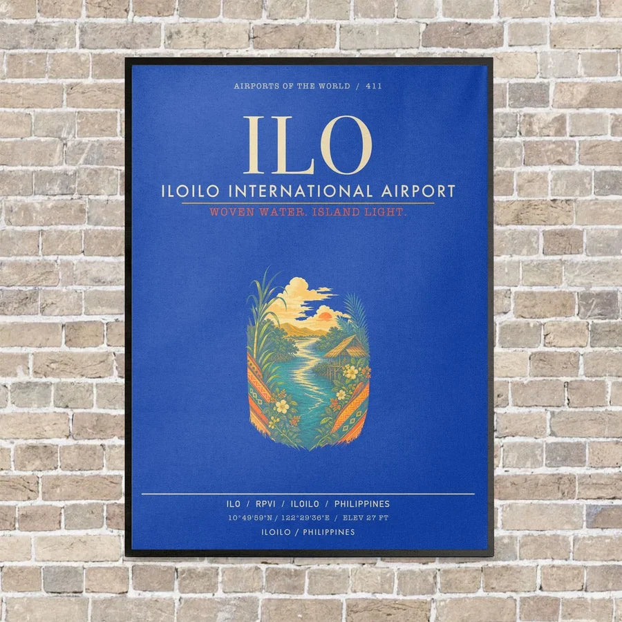 Iloilo International Airport ILO - Canvas Framed - Blue