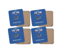 Thumbnail for Leonardo CH-149 Cormorant design on blue 4 pieces set coaster
