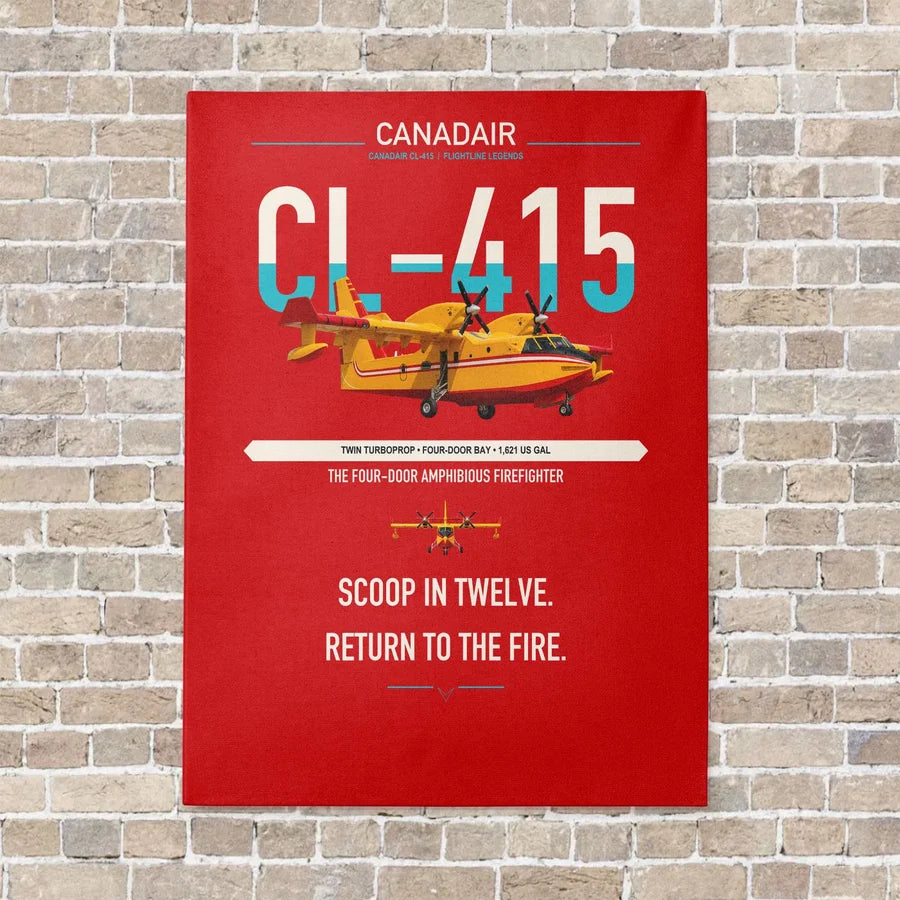 Canadair CL-415 vertical canvas print - no frame - red background