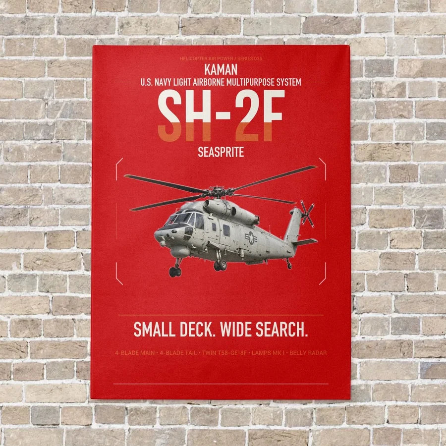 Kaman SH-2F Seasprite vertical canvas print - no frame - red background