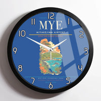Thumbnail for Miyakejima Airport (MYE) design on blue framed wall clock