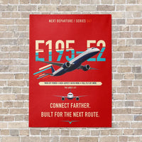 Thumbnail for Embraer E195-E2 vertical canvas print - no frame - red background