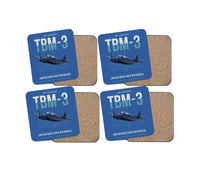 Thumbnail for TBM-3 Avenger design on blue 4 pieces set coaster