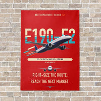Thumbnail for Embraer E190-E2 vertical canvas print - no frame - red background