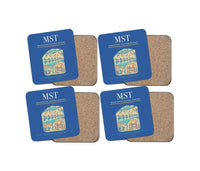 Thumbnail for Maastricht Aachen Airport (MST) design on blue 4 pieces set coaster