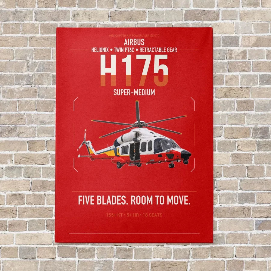 Airbus H175 vertical canvas print - no frame - red background