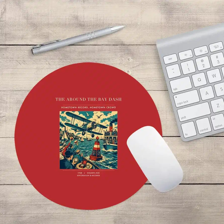 VINTAGE G4299 - The Around The Bay Dash - Designed Mouse Pads design on red round